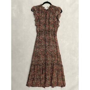 BB Dakota Steve Madden Tiered Dress Women's Small Flutter Sleeve Floral Midi